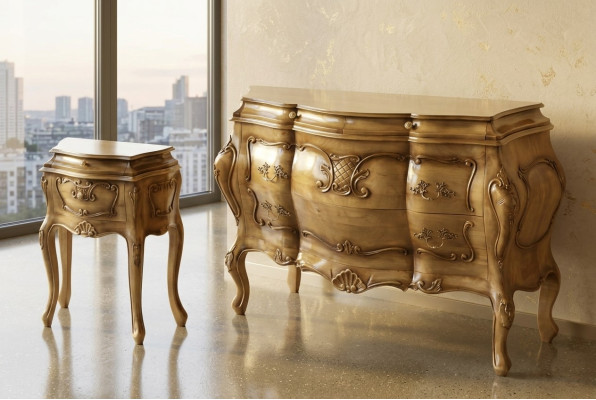 Cómoda de madera Estilo italiano Muebles de lujo Cómodas Barrocas Aparador Nuevo de Italia