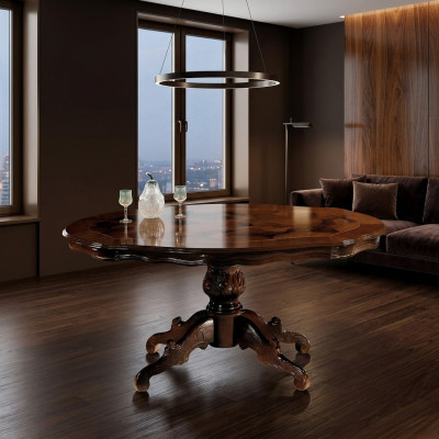 Mesa de centro clásica de madera de estilo barroco para la sala de estar.