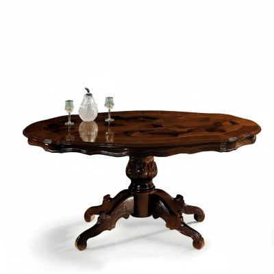 Mesa de centro clásica de madera de estilo barroco para la sala de estar.