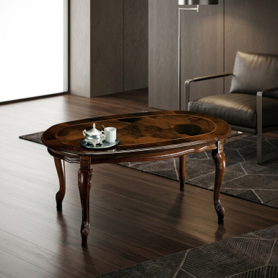 Clásica mesa de centro Mesa de salón Mesas de madera barrocas Mesas de centro macizas