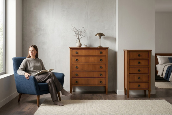 Conjunto de muebles italiano macizo - armario alto, cómoda, sideboard para una decoración elegante