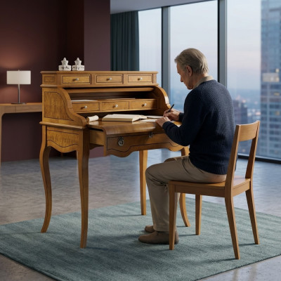 Escritorio Mesa de oficina Mesas de madera noble Estilo barroco rococó Muebles antiguos nuevos