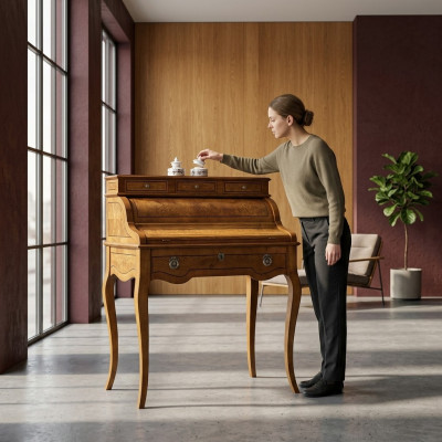 Mesas Escritorio Oficina Mesa Madera noble Barroco Rococó Antiguo Estilo Muebles Lujo