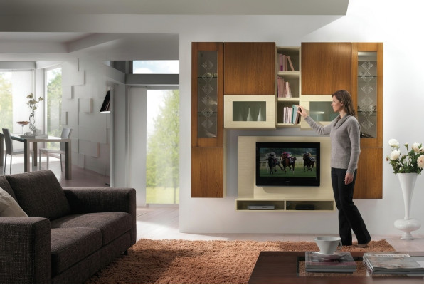 Sala de estar mueble de pared RTV estante tv madera armarios vitrina estante de pared Italia nuevo.