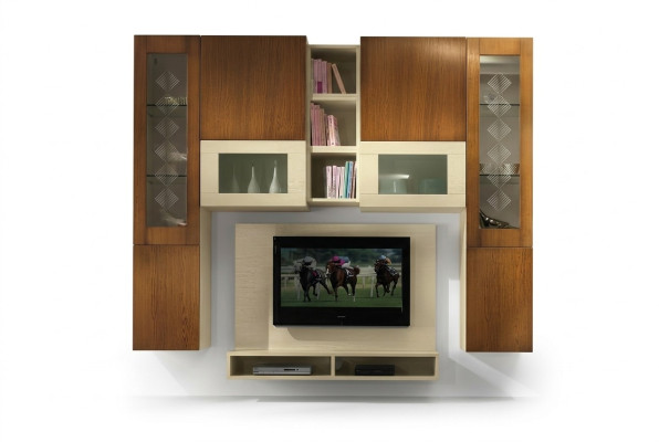 Sala de estar mueble de pared RTV estante tv madera armarios vitrina estante de pared Italia nuevo.