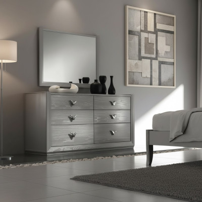 Cómoda Espejo Conjunto de madera Diseñador Comodas Armario Estante Italia Set de 2 piezas.