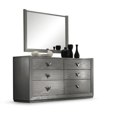 Cómoda Espejo Conjunto de madera Diseñador Comodas Armario Estante Italia Set de 2 piezas.