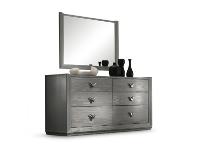 Cómoda Espejo Conjunto de madera Diseñador Comodas Armario Estante Italia Set de 2 piezas.