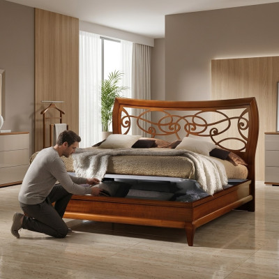 Cama de lujo dormitorio cama doble madera tapizado camas marco de cama doble moderno
