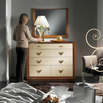 Cómoda Espejo Adorno Consola Cómoda Madera Armarios Consola Italia Set 2 piezas.