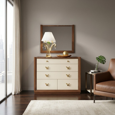 Cómoda Espejo Adorno Consola Cómoda Madera Armarios Consola Italia Set 2 piezas.