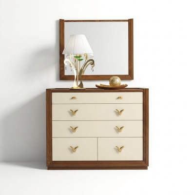 Cómoda Espejo Adorno Consola Cómoda Madera Armarios Consola Italia Set 2 piezas.