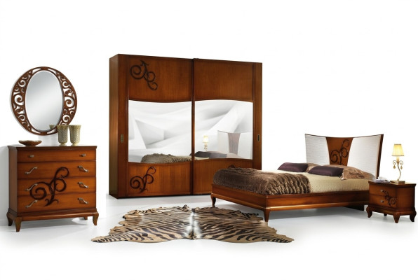 Juego de lujo de 3 piezas para dormitorio, cama, mesita de noche, camas, cama doble de madera, nuevo.