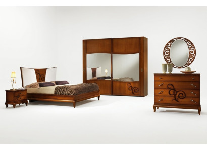 Dormitorio Cama Mesita de noche Armario Cómoda Espejo Lujo Nuevo Set de 6 piezas.