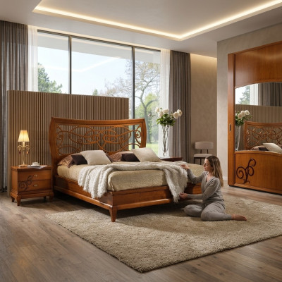 Cama acolchada lujo Diseño camas Cama doble Hotel Marco de cama Doble Madera Muebles