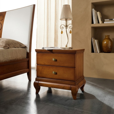 Mesita de noche 2 cajones mesa auxiliar mesilla cómoda consola diseño de madera.