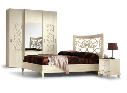Cama de lujo Mesita de noche Camas Marco de cama doble Conjunto de dormitorio de 3 piezas.