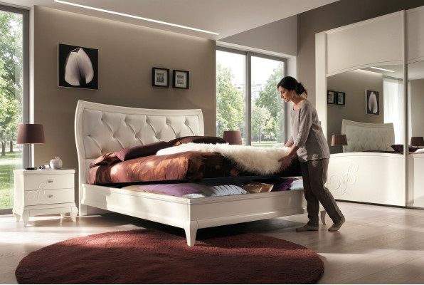 Dormitorio Cama Mesita de noche Camas dobles Marco de cama moderno Conjunto de camas de 3 piezas.