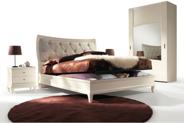 Dormitorio Cama Mesita de noche Camas dobles Marco de cama moderno Conjunto de camas de 3 piezas.