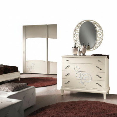 Cómoda Espejo Cómodas Armario Estante Consola Muebles Italia Conjunto juego de 2 piezas.