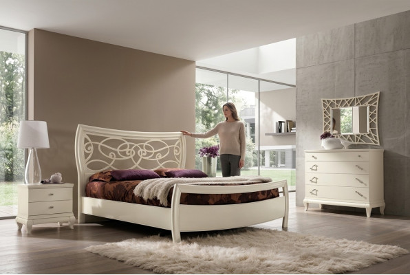Dormitorio Cama Mesita de noche Cómoda Espejo Juego de muebles de dormitorio Grupo de camas Set de 5 piezas.