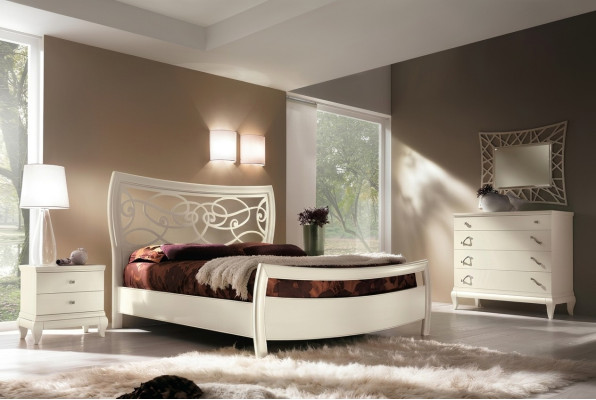 Dormitorio Cama Mesita de noche Cómoda Espejo Juego de muebles de dormitorio Grupo de camas Set de 5 piezas.