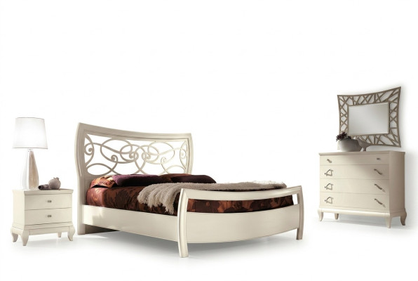 Dormitorio Cama Mesita de noche Cómoda Espejo Juego de muebles de dormitorio Grupo de camas Set de 5 piezas.