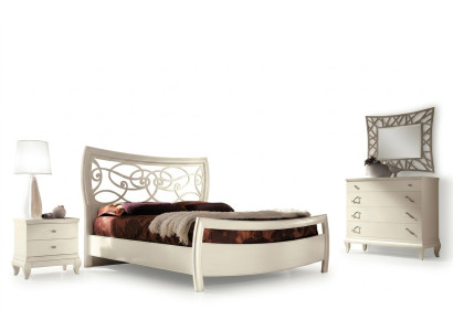 Dormitorio Cama Mesita de noche Cómoda Espejo Juego de muebles de dormitorio Grupo de camas Set de 5 piezas.