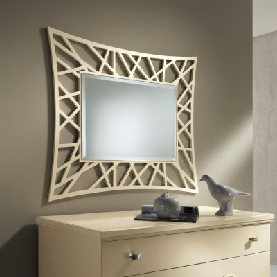 Espejo Espejo de pared de madera moderno Muebles Diseño 90x90 Nuevo