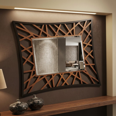 Espejo Espejo de madera moderno Espejo de pared Muebles Diseño 111x89 Nuevo