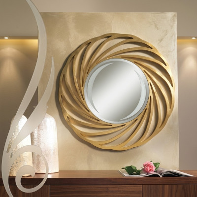 Espejo redondo Espejo colgante de madera Moderno Espejo de pared Muebles Diseño Espejito 90x90