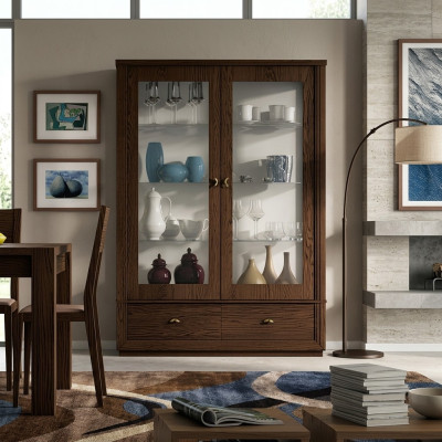 Vitrina de lujo escaparate vitrinas gabinete de vidrio moderno de madera gris estante aparador