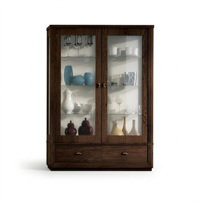 Vitrina de lujo escaparate vitrinas gabinete de vidrio moderno de madera gris estante aparador