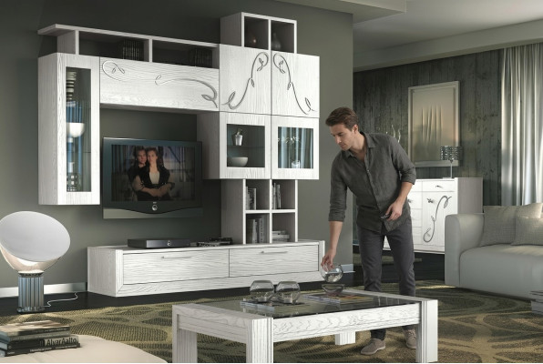Mueble de salón, pared de TV, unidad mural, muebles de salón RTV, armario, estante