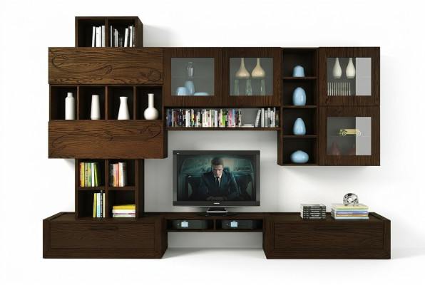 rtv Mueble de pared para TV Mueble de salón Salón Muebles de pared Armario Estante Madera Nuevo