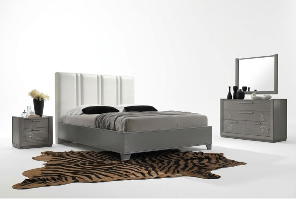 Set de lujo para dormitorio cama mesita de noche cómoda espejo grupo juego nuevo de 5 piezas.
