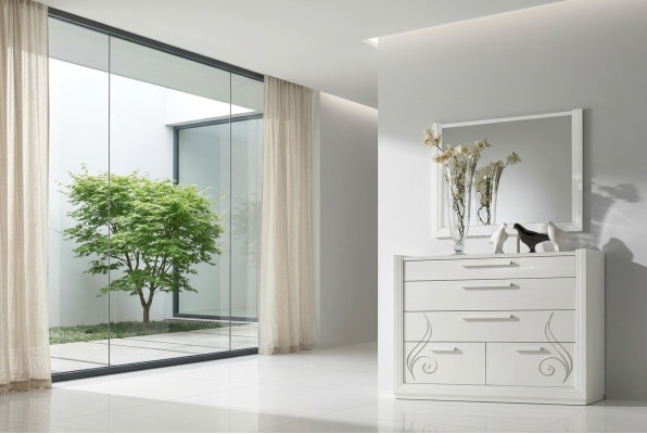 Cómoda Espejo Cómodas Madera Moderno Armarios Consola Armarios Italia Set 2 piezas.