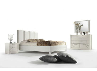 Dormitorio Cama Mesita de noche Grupo Camas Lujo Marco de cama de madera Diseño Set de 3 piezas