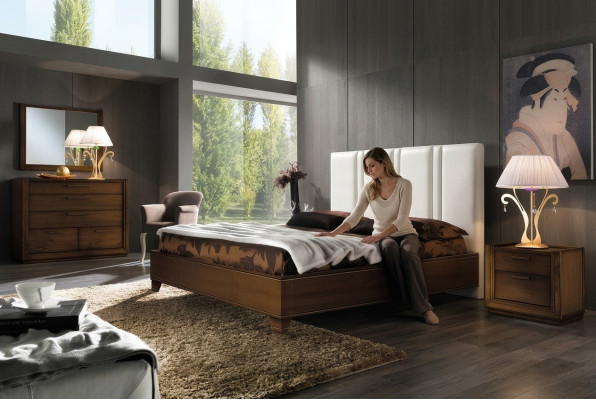 Dormitorio Cama Mesita de noche Camas dobles Estructura de cama moderna Conjunto de camas de 3 piezas.