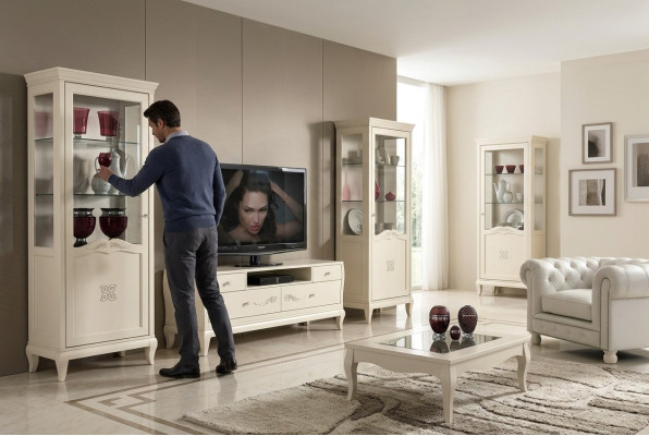 Lujo conjunto RTV vitrina salón tv moderna mueble de madera estilo armario gabinetes 3 piezas