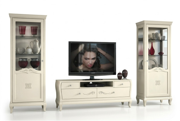 Lujo conjunto RTV vitrina salón tv moderna mueble de madera estilo armario gabinetes 3 piezas