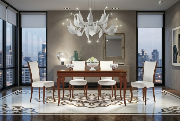 Mesa de comedor de lujo Mesa Mesas Comer Madera Diseño moderno Extensible Comedor Italia