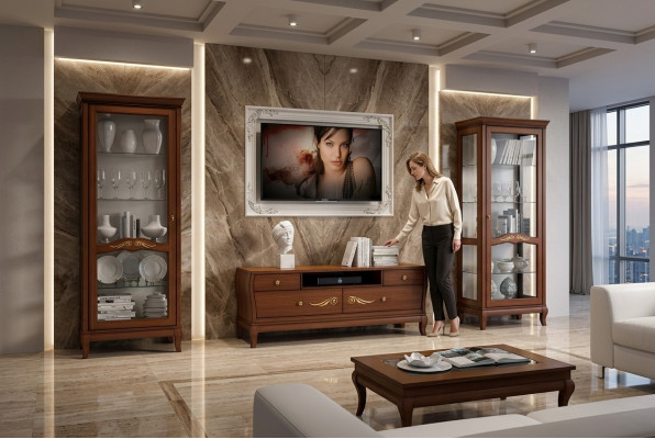 rtv Juego de muebles para la sala de estar de 3 piezas. Vitrina de madera moderna para TV, estilo armario nuevo en grupo.