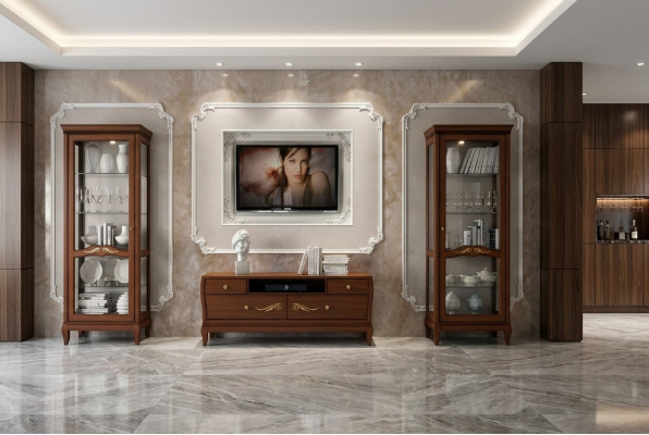 rtv Juego de muebles para la sala de estar de 3 piezas. Vitrina de madera moderna para TV, estilo armario nuevo en grupo.