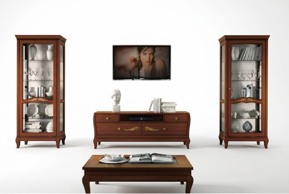 rtv Juego de muebles para la sala de estar de 3 piezas. Vitrina de madera moderna para TV, estilo armario nuevo en grupo.