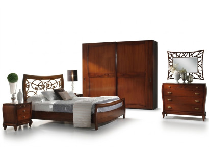 Juego de dormitorio de lujo: cama, mesita de noche, armario, cómoda, espejo. Nuevo 6 piezas.