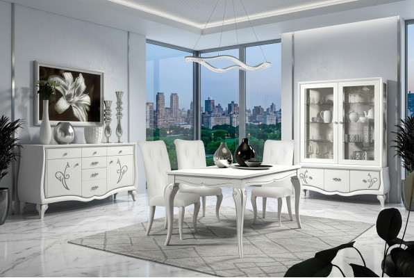 Comedor mesa de comedor silla cómoda vitrina grupo mesa madera mesas conjunto de lujo 7 piezas.