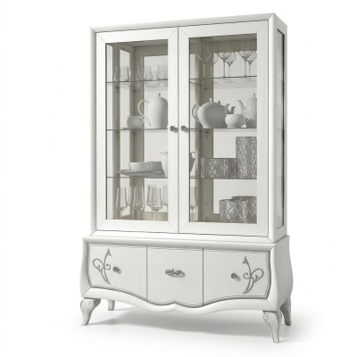 Vitrina de vidrio de lujo en estilo antiguo moderno, vitrinas de madera, muebles italianos.