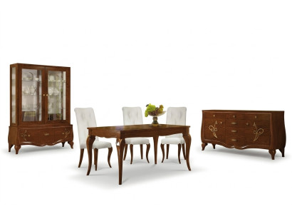 Comedor mesa de comedor silla cómoda vitrina grupo comer madera juego nuevo set de 7 piezas.