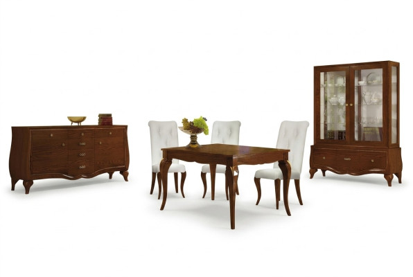 Conjunto de comedor mesa silla cajonera vitrina mesa mesas grupo conjunto 7 piezas.